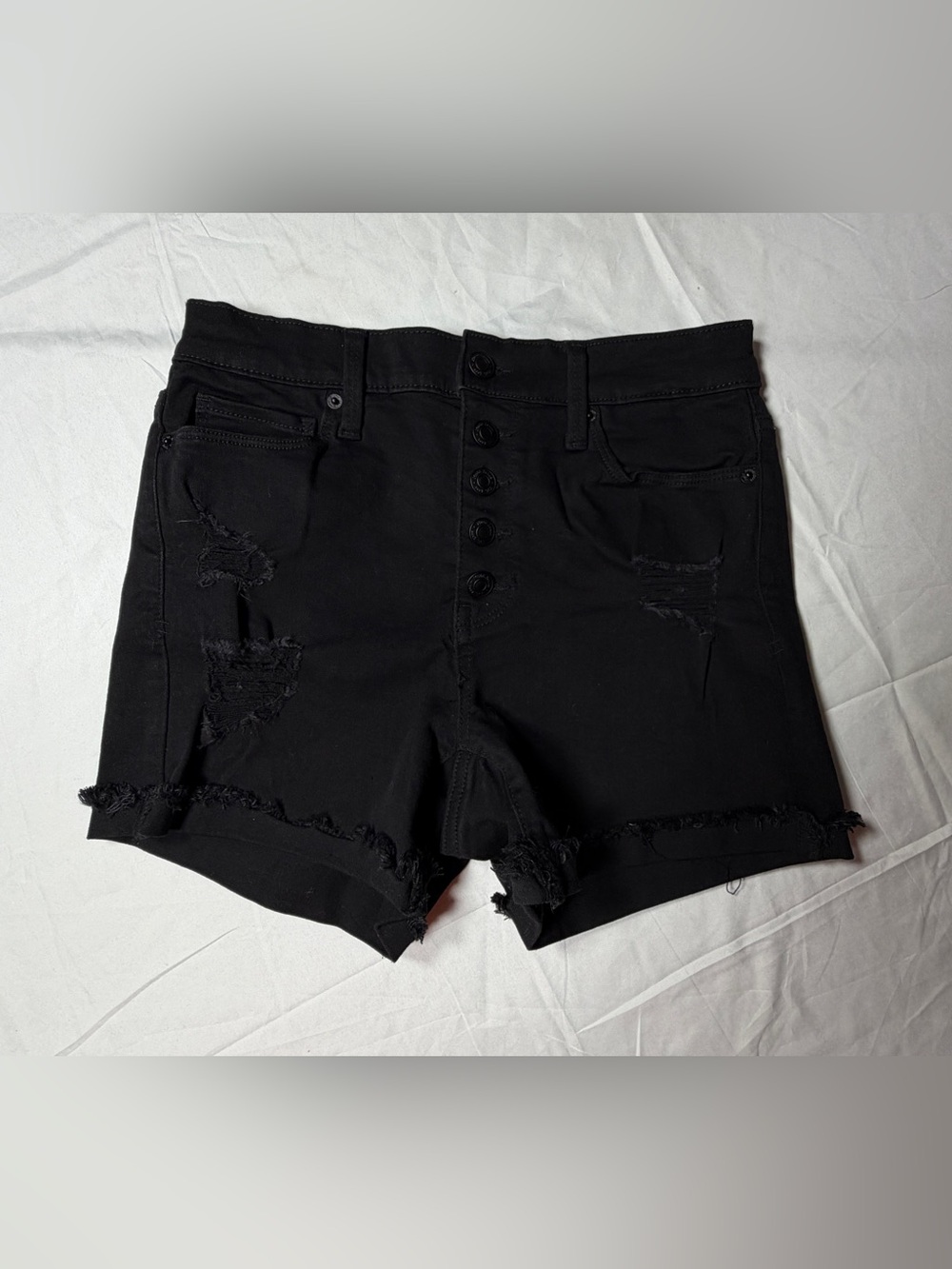 Mudd High-Rise Distressed Black Denim Shorts - Size 7